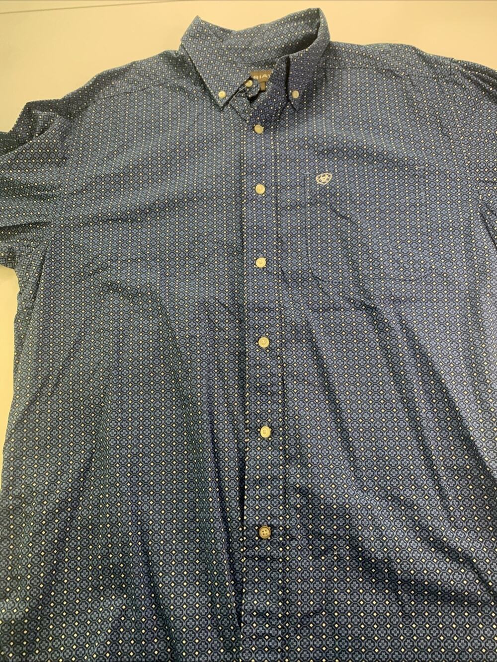 Ariat Long Sleeve Button Down Shirt Mens Large Blue